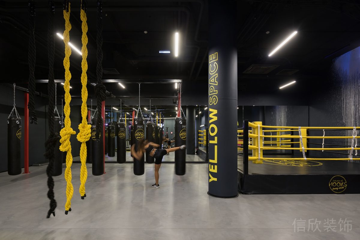 力量區(qū)健身房拳擊競賽臺黃黑設(shè)計