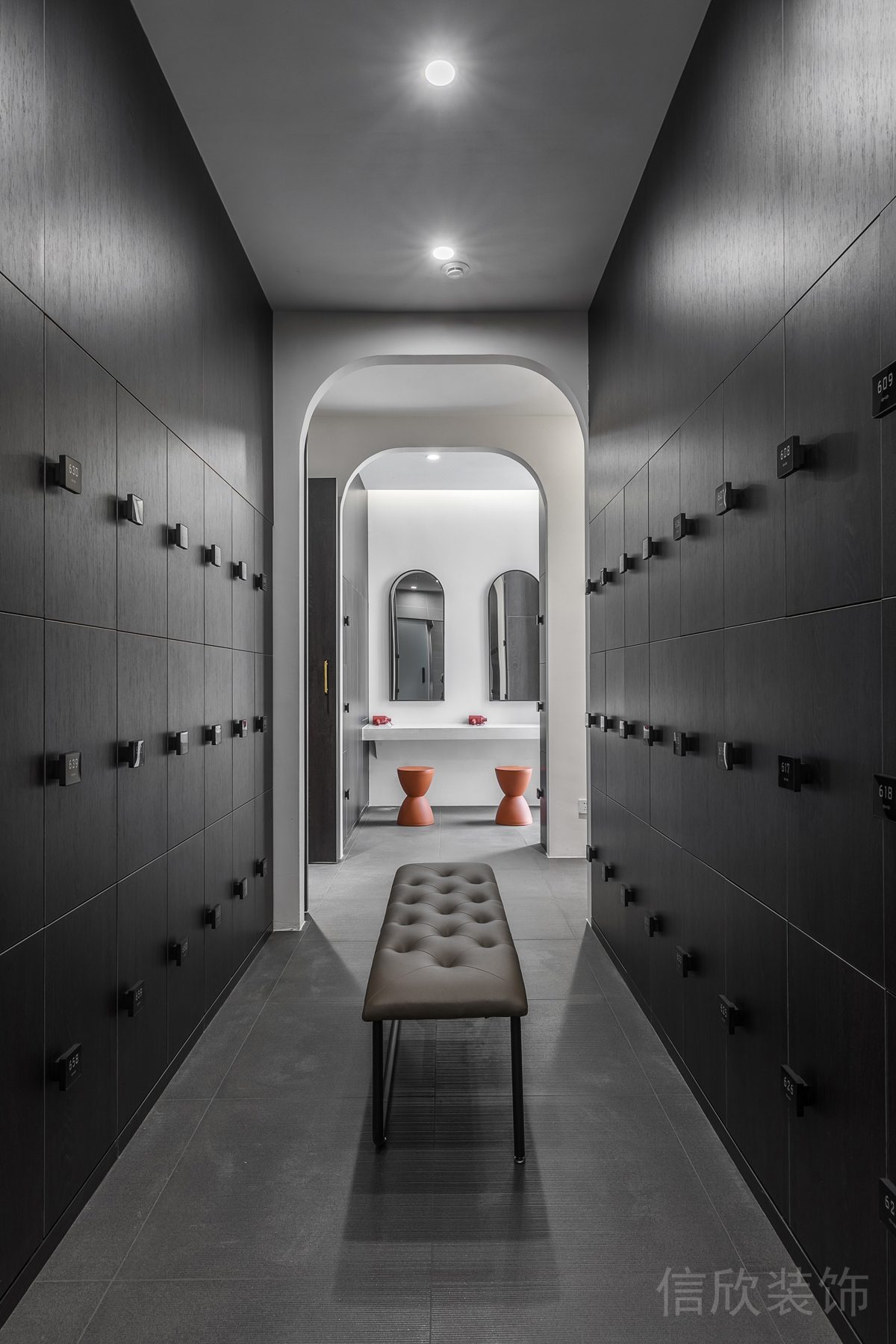 現(xiàn)代風(fēng)內(nèi)嵌式簡(jiǎn)約置物柜灰色水泥地板設(shè)計(jì)圖