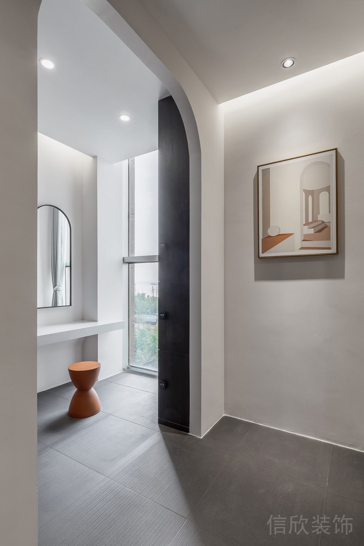 現(xiàn)代簡(jiǎn)約瑜伽機(jī)構(gòu)可拖拉式內(nèi)嵌式門簾休息區(qū)裝修設(shè)計(jì)