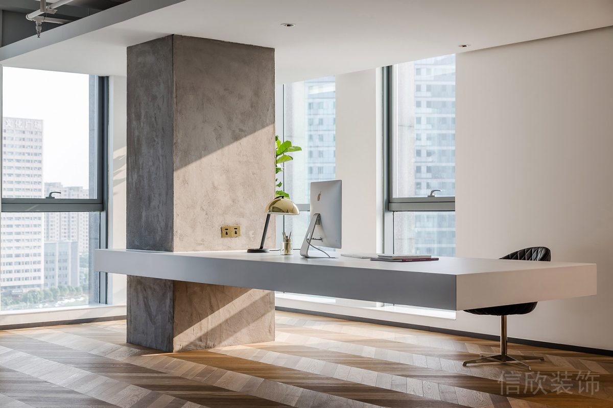 辦公室裝修設(shè)計定制墻柱效果圖裝修實木地板效果圖