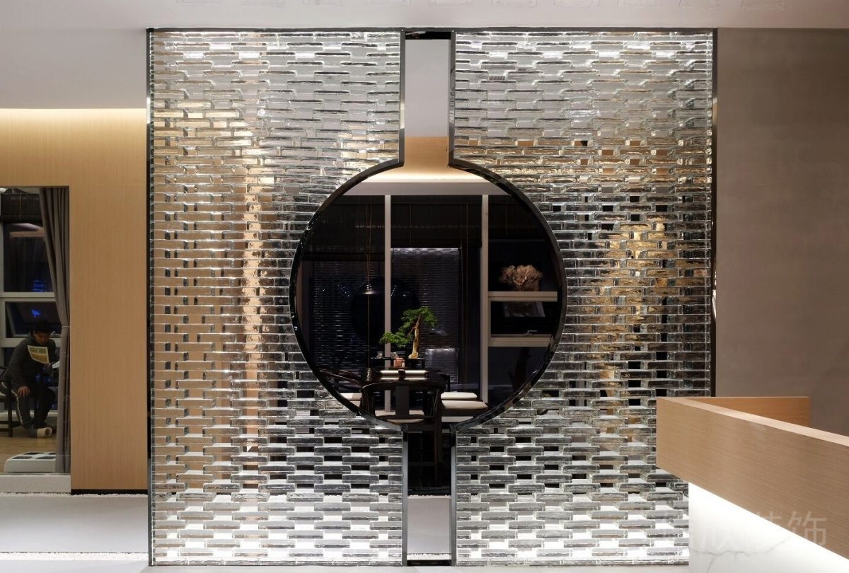 玻璃式圖案屏風隔斷瑜伽機構(gòu)裝修設(shè)計