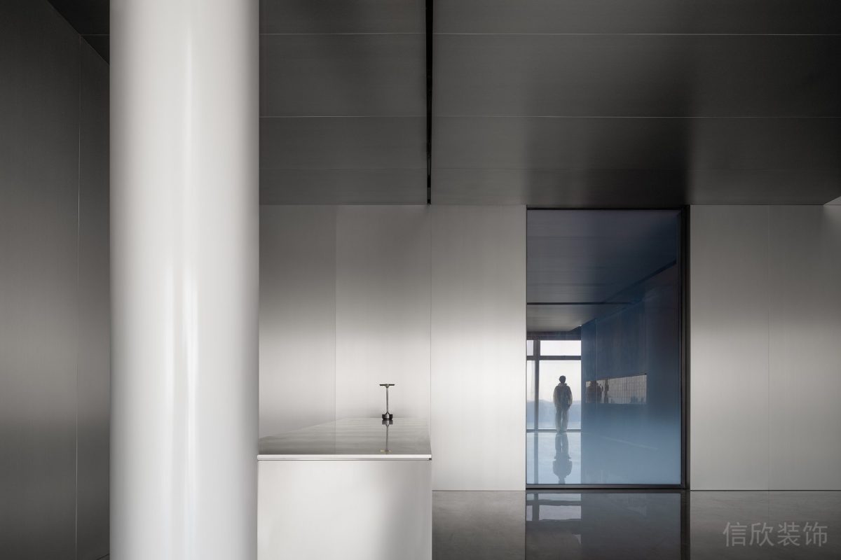 瓷白色支撐柱裝修鋁合金矩形桌椅辦公室前臺(tái)裝修設(shè)計(jì)