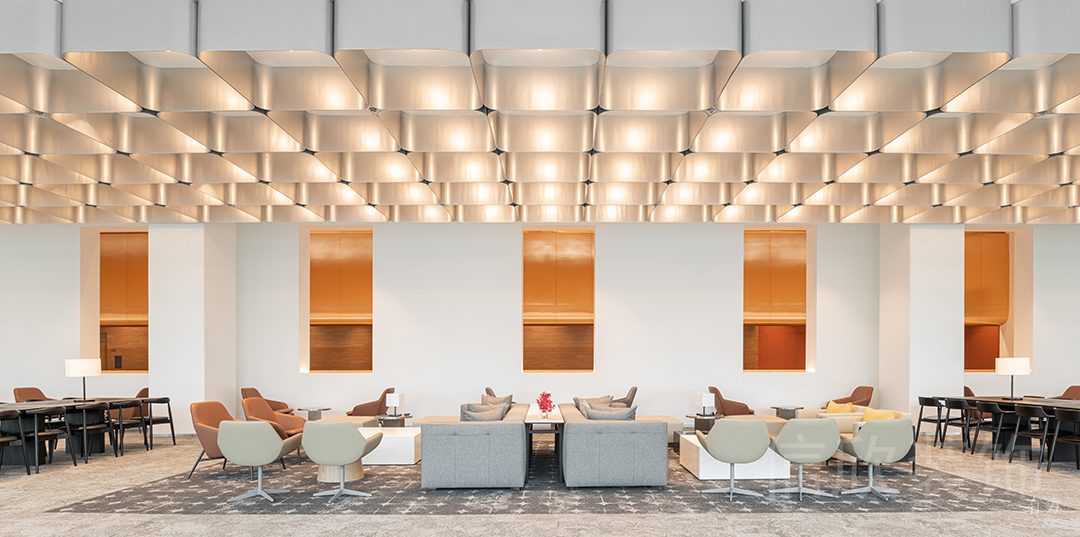 橙色設(shè)計鏤空墻體設(shè)計天花燈飾效果圖會議室沙發(fā)設(shè)計圖