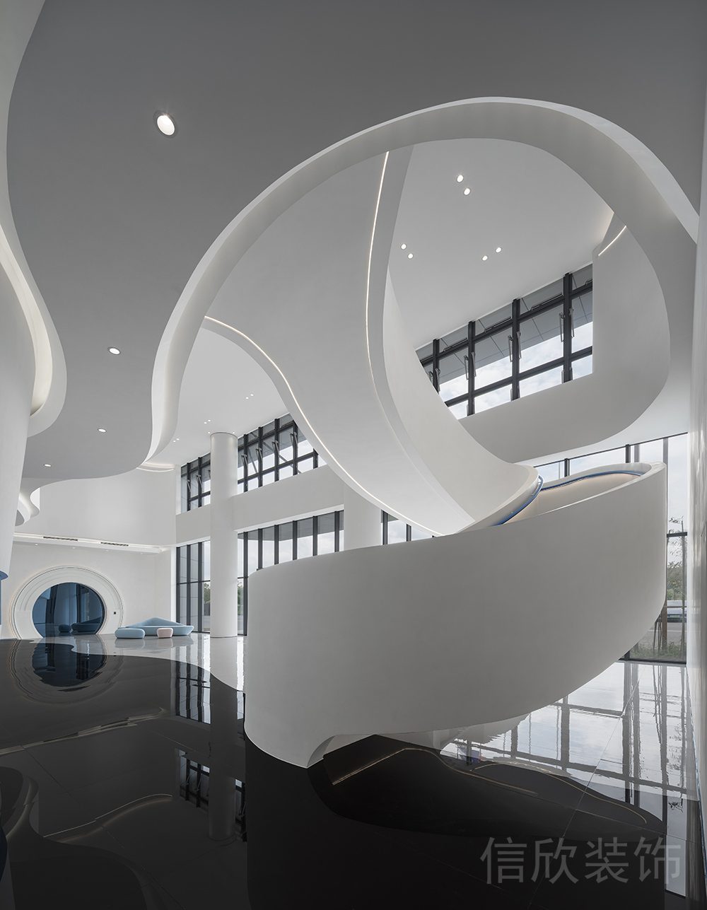 燈帶效果圖白色旋轉(zhuǎn)樓梯辦公室設(shè)計圖