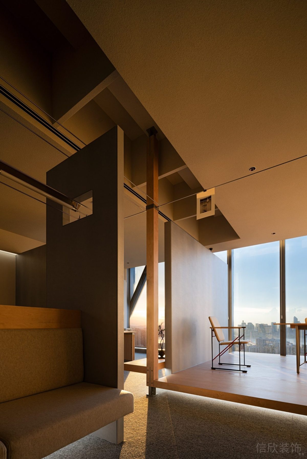 燈飾設(shè)計(jì)腳燈地臺(tái)內(nèi)嵌式效果布藝沙發(fā)裝修窗邊休息區(qū)