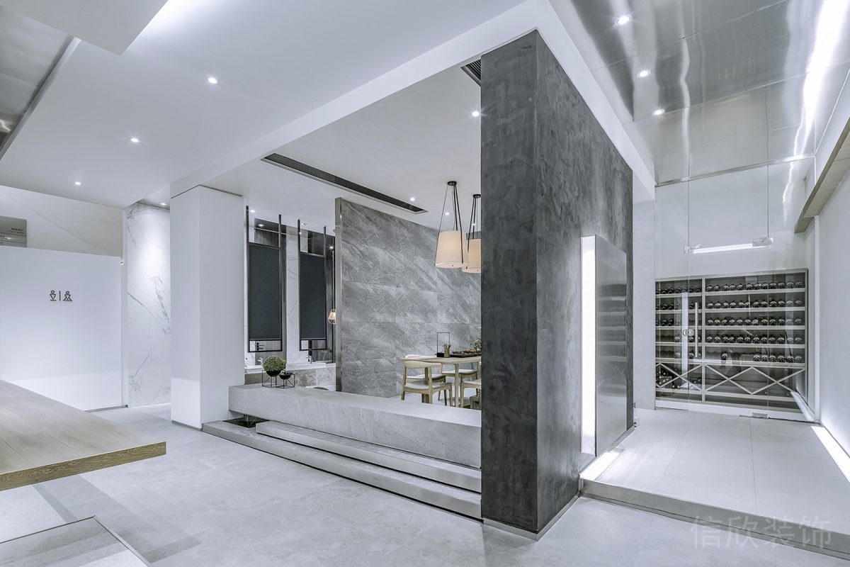 過道設計地臺木質(zhì)簡約風辦公室效果圖