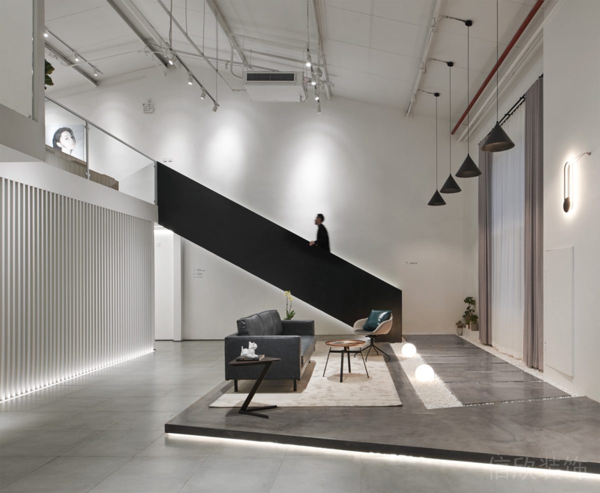 黑白色調(diào)現(xiàn)代簡約風(fēng)大廳地臺(tái)裝修休息區(qū)辦公室設(shè)計(jì)圖