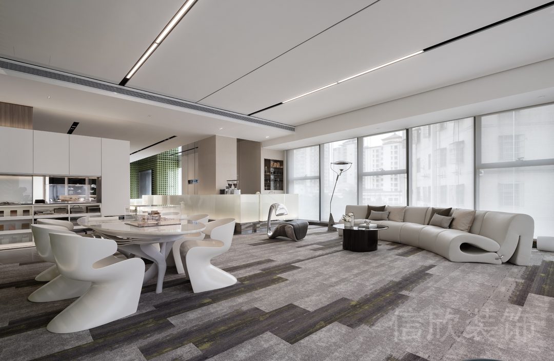 弧線沙發(fā)裝修地毯效果辦公室裝修設(shè)計(jì)