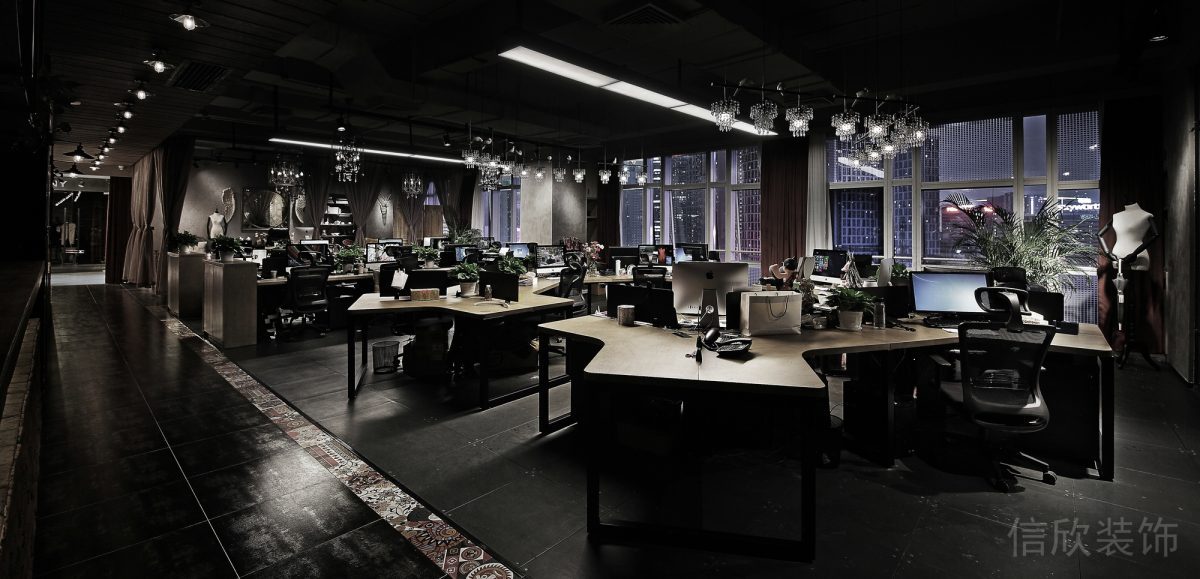 幾何木質(zhì)工作桌裝修辦公室效果圖瓷磚設(shè)計(jì)