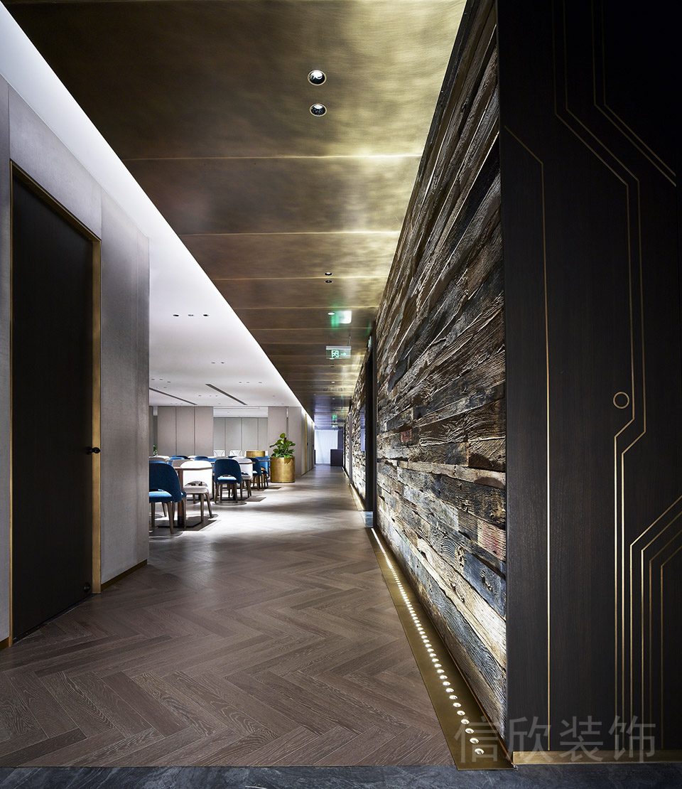 金色天花裝修圖石板材墻體設(shè)計(jì)過(guò)道效果辦公室