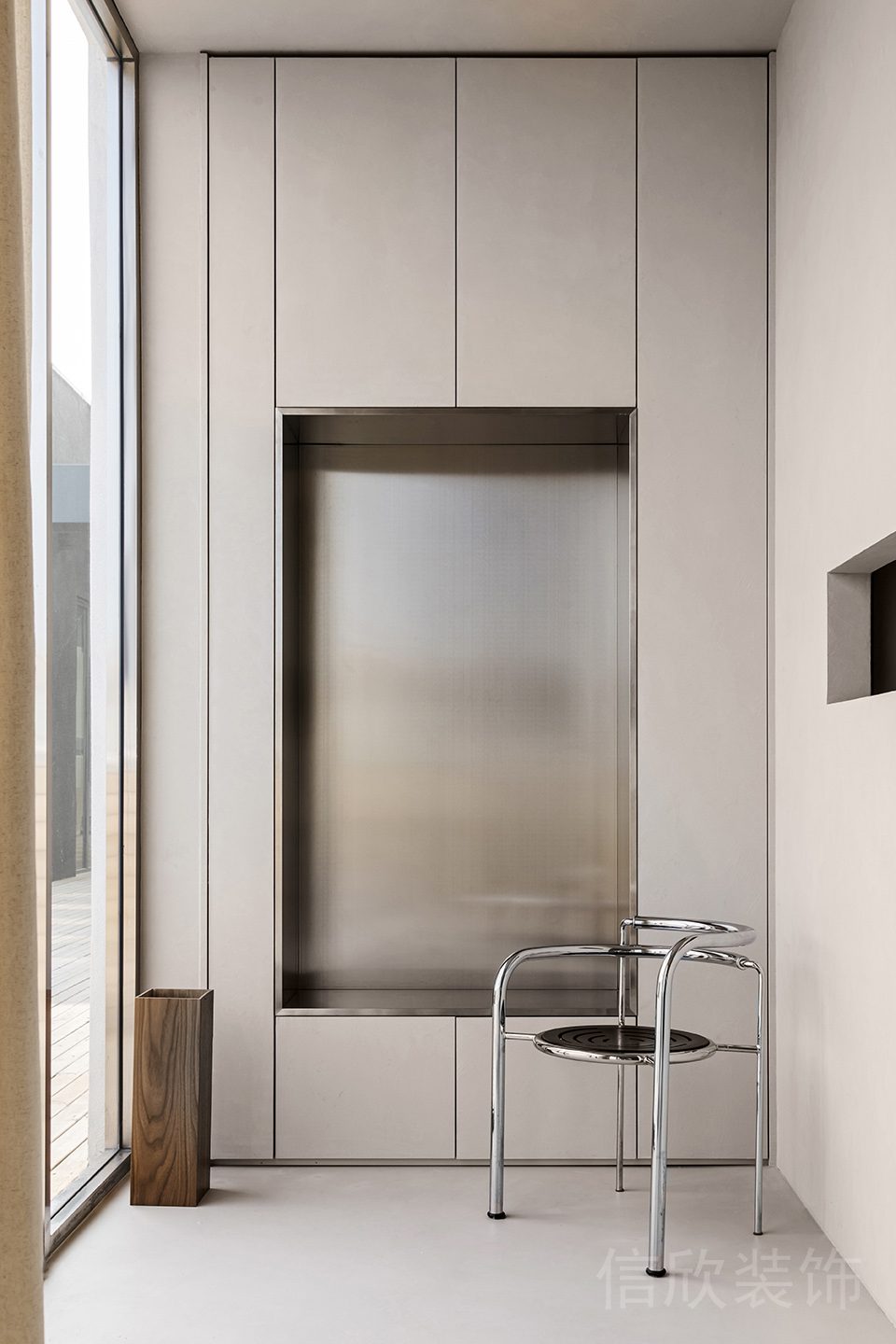 鋁合金藝術(shù)簡(jiǎn)約椅子鋁合金內(nèi)嵌式置物柜辦公室裝修