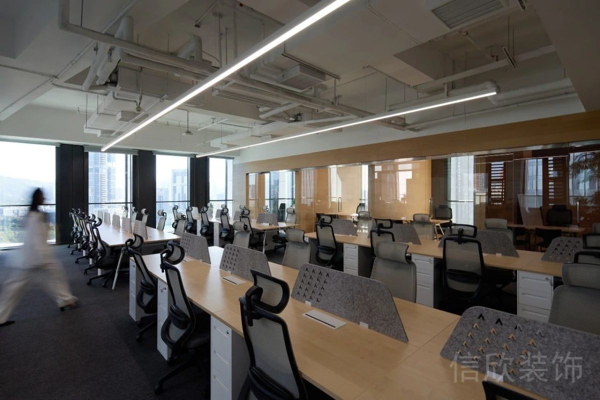 木飾面工位裝修工業(yè)風直線led燈帶可調節(jié)設計辦公室