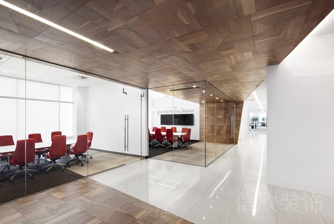 木飾面設(shè)計(jì)天花辦公室走廊隔音玻璃過道效果圖辦公室