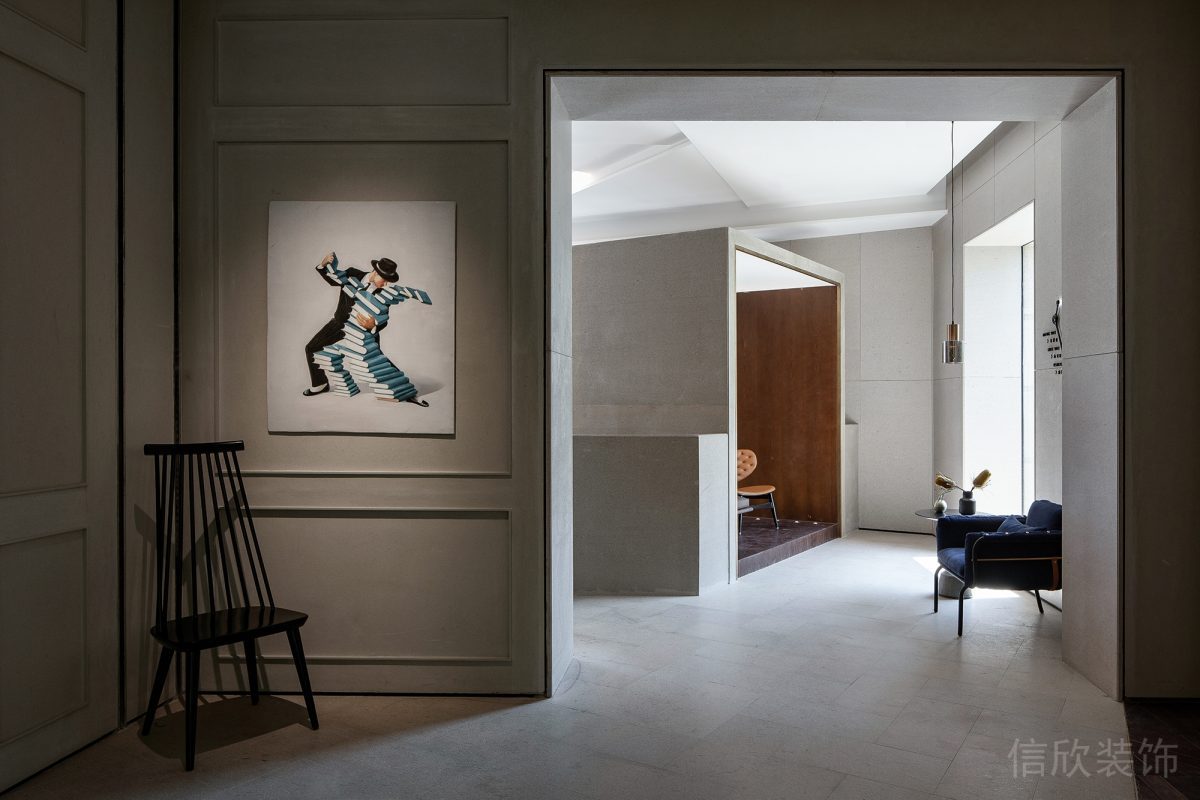 藝術(shù)石膏線(xiàn)墻體效果圖二層討論區(qū)過(guò)道設(shè)計(jì)辦公室