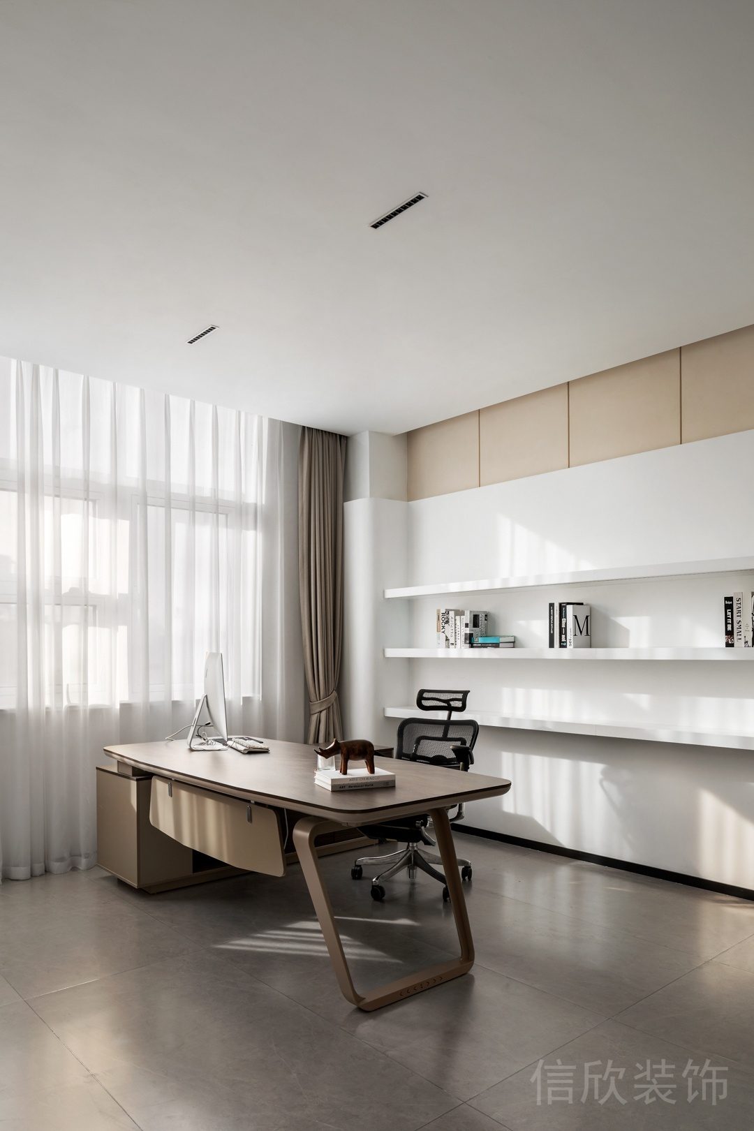 總裁辦公室裝修設(shè)計(jì)收納墻體隔斷效果收納柜裝修