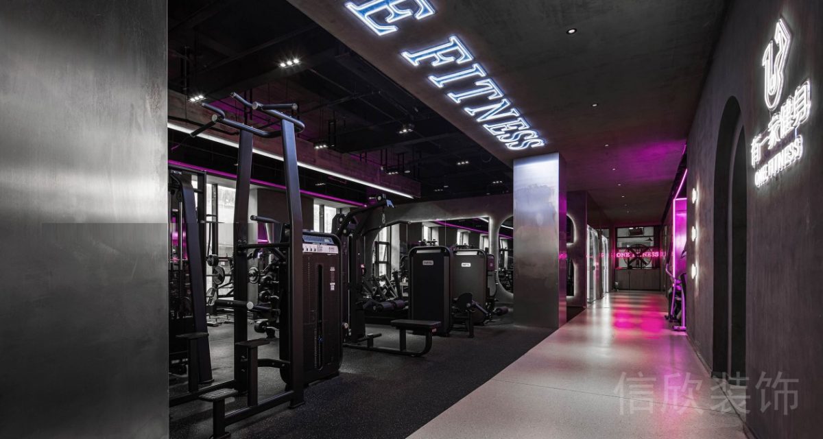 直線式過道設(shè)計(jì)銀色墻柱設(shè)計(jì)效果圖大器械健身房裝修圖