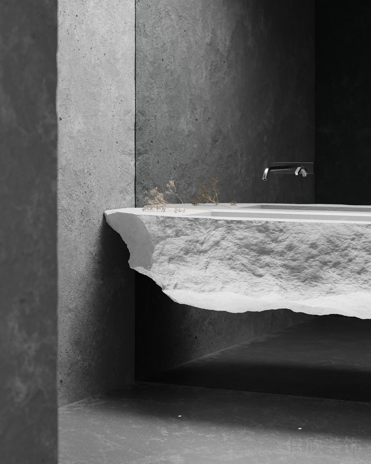 辦公室洗手間設(shè)計效果白色石板材設(shè)計極簡風(fēng)裝修