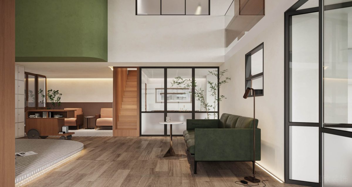 玻璃隔斷黑色金屬邊框裝修復(fù)古簡(jiǎn)約風(fēng)辦公室裝修