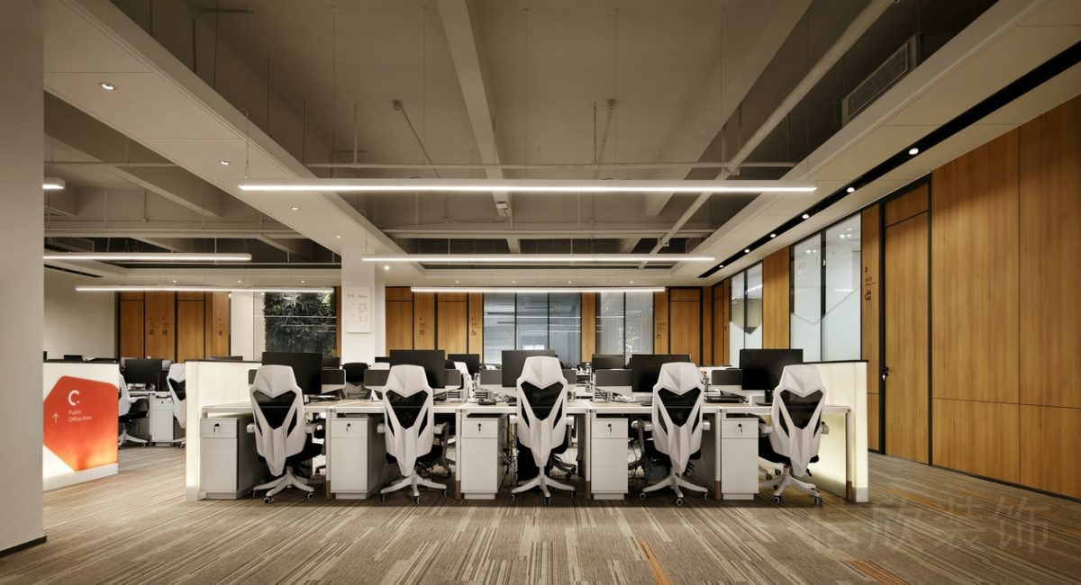 科技未來感工位設(shè)計辦公室現(xiàn)代白色工業(yè)風(fēng)效果圖