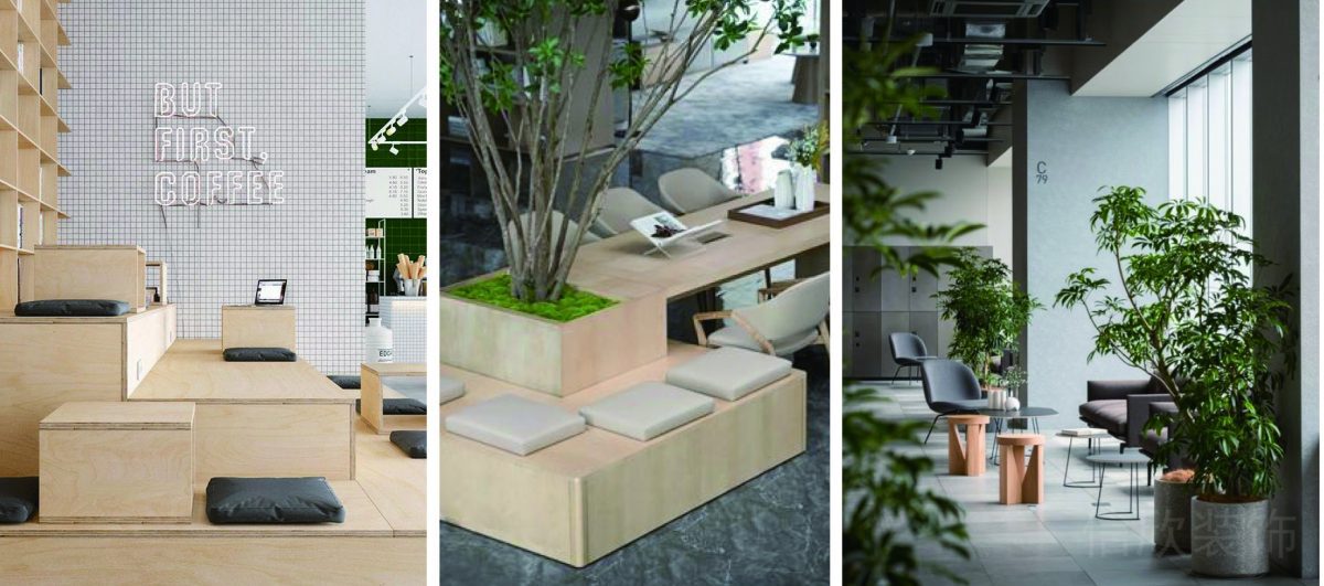 木飾面設(shè)計效果裝修辦公室休息區(qū)裝修綠化微景觀
