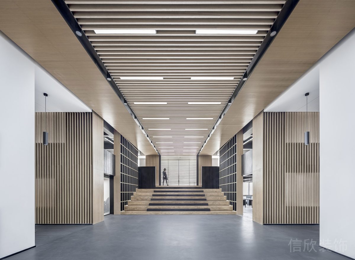 內(nèi)嵌式黑色通道圓形射燈裝修灰色大理石瓷磚設(shè)計辦公室休息區(qū)設(shè)計效果圖