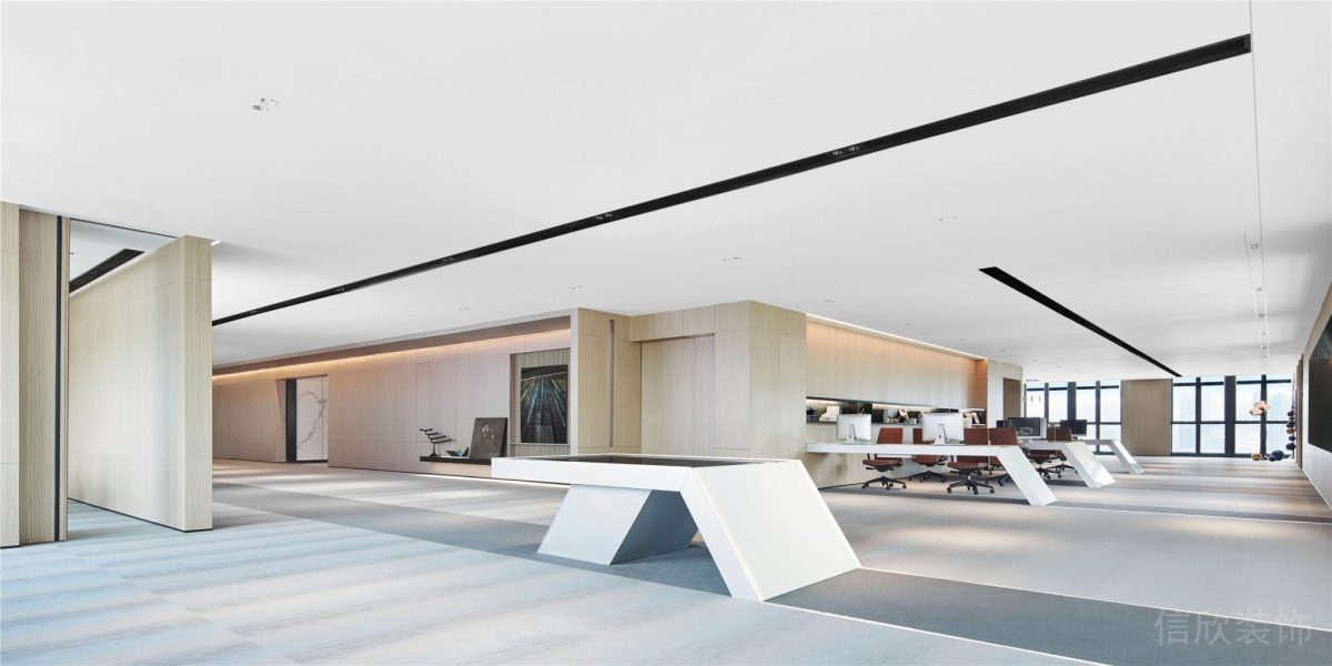 內(nèi)嵌式條形天花板射燈設(shè)計(jì)大理石瓷磚門板裝修辦公室大廳效果圖