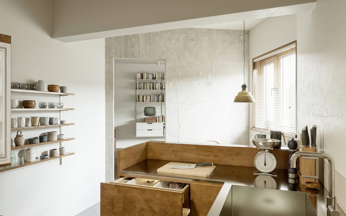 全屋定制木飾面茶水間辦公室裝修工業(yè)風(fēng)效果金屬廚房設(shè)計