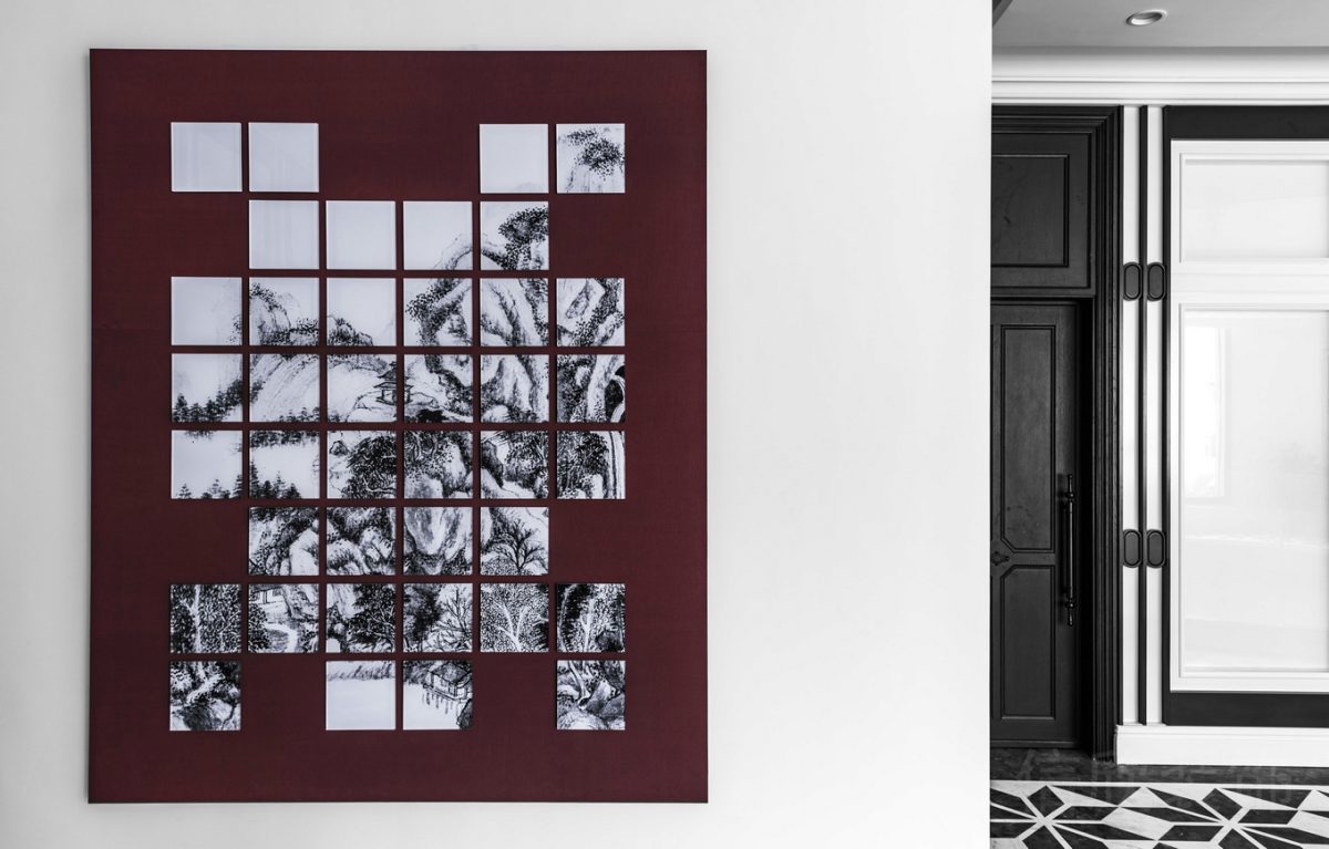 辦公室裝修設(shè)計(jì)藝術(shù)裝飾畫黑白色調(diào)墻體設(shè)計(jì)圖