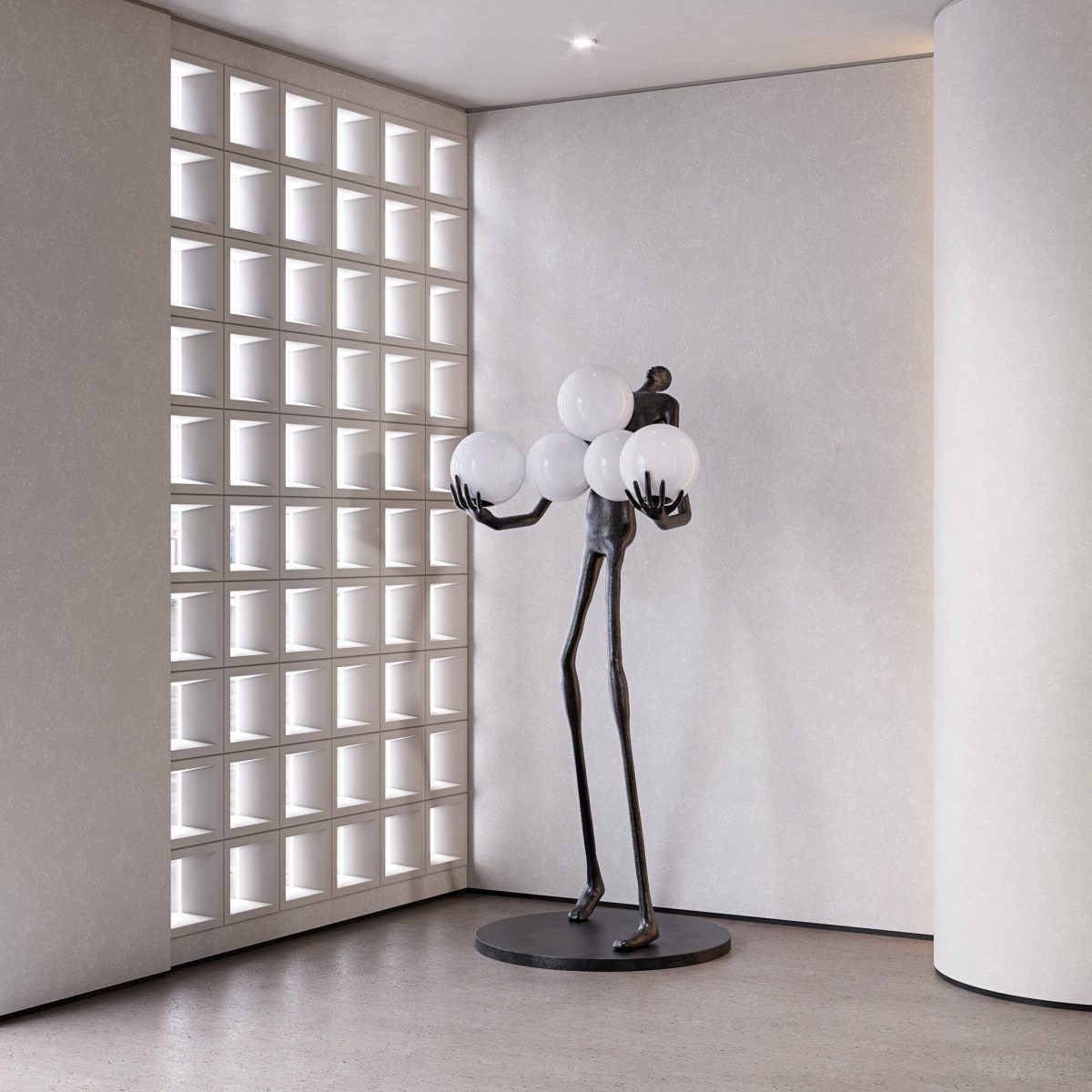 白色設(shè)計(jì)裝修效果效果鏤空墻體隔斷效果木飾面地板藝術(shù)感裝置辦公室