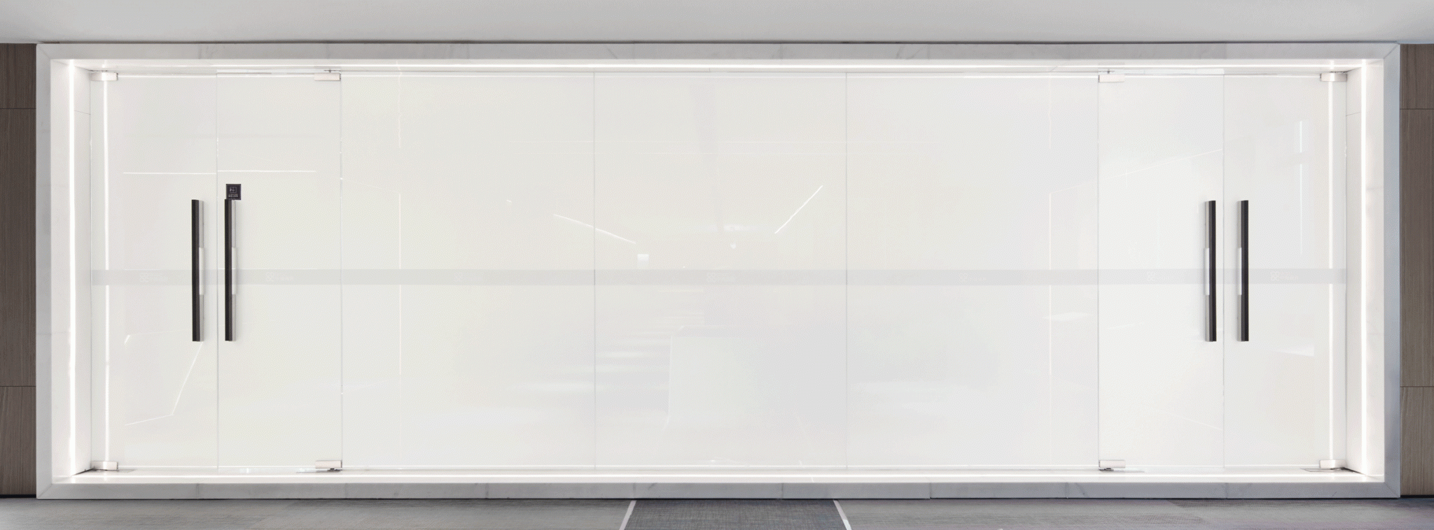 智能現(xiàn)代ai科技未來感會議室大廳裝修效果圖玻璃靜音隔斷變色效果圖辦公室裝修