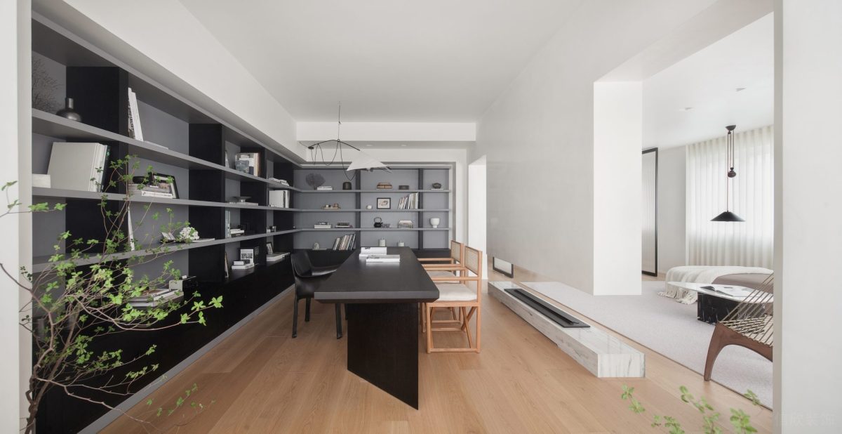 撞色設(shè)計(jì)黑白色調(diào)會(huì)議室直線式效果圖內(nèi)嵌式墻體效果墻體開放式空間