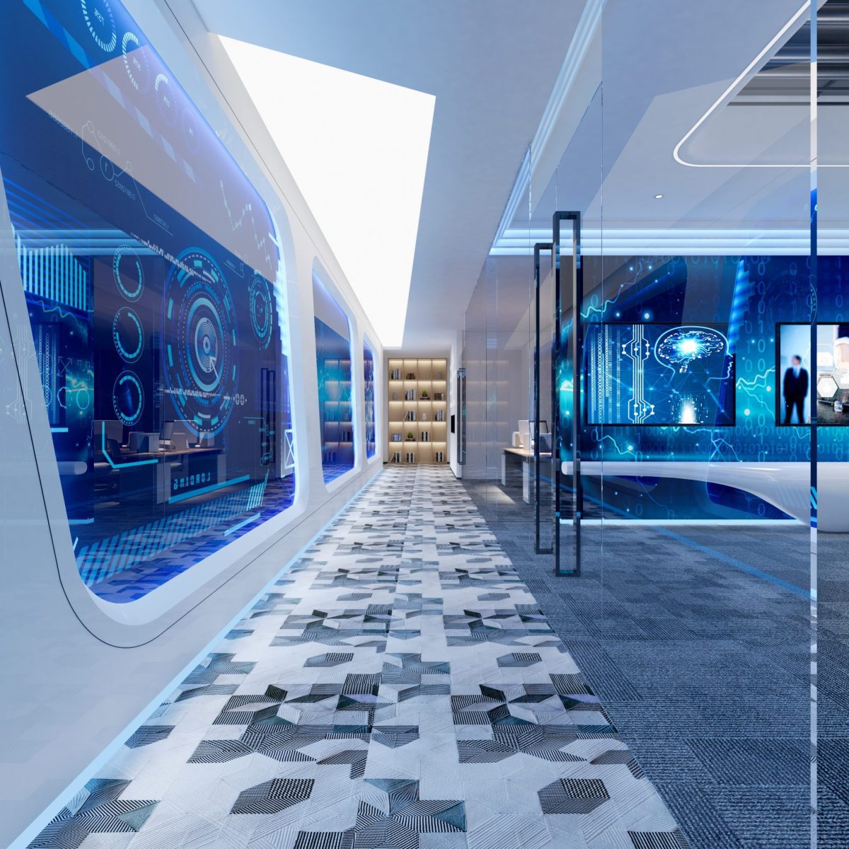 辦公室展廳過道發(fā)光軟膜天花