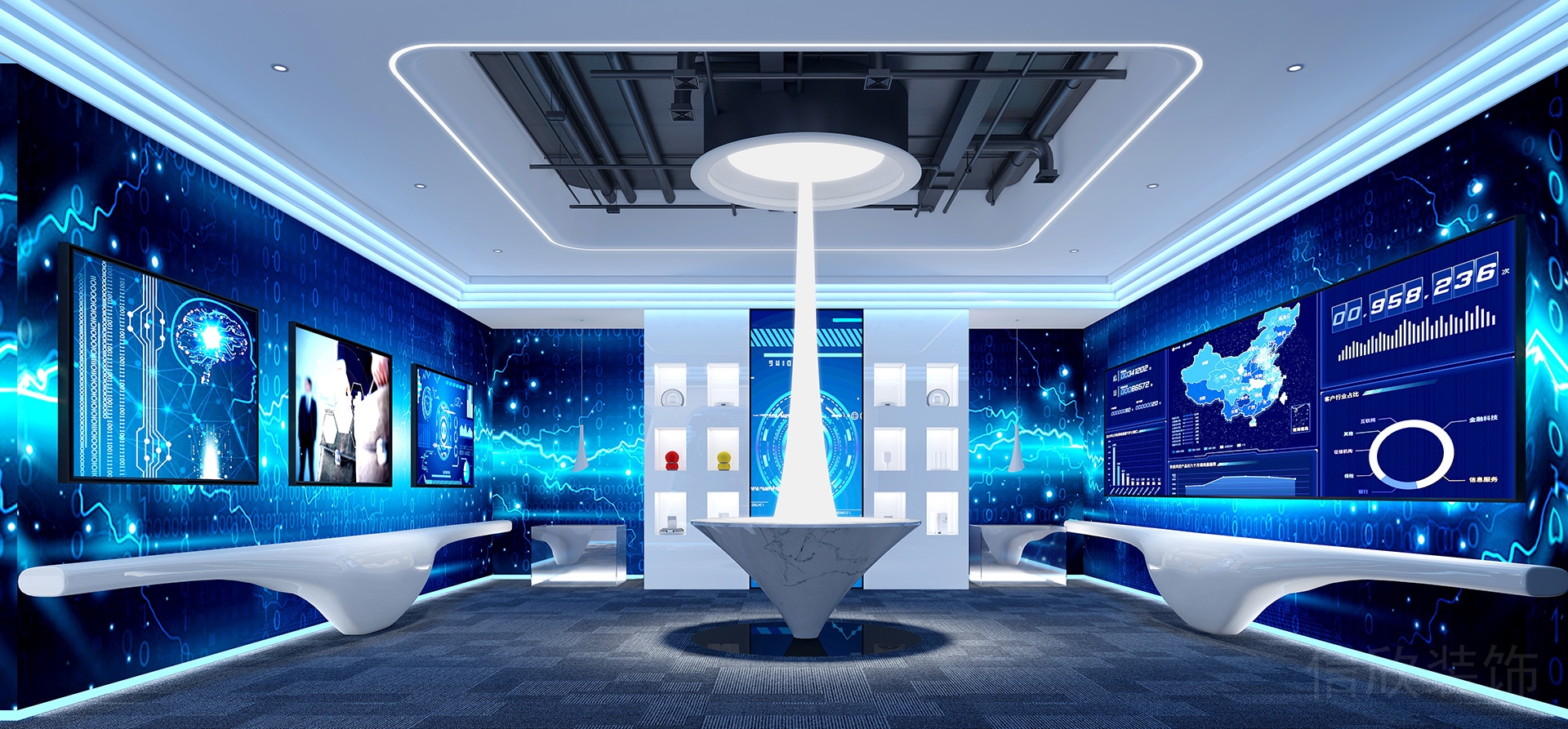 藍(lán)色調(diào)科技展廳